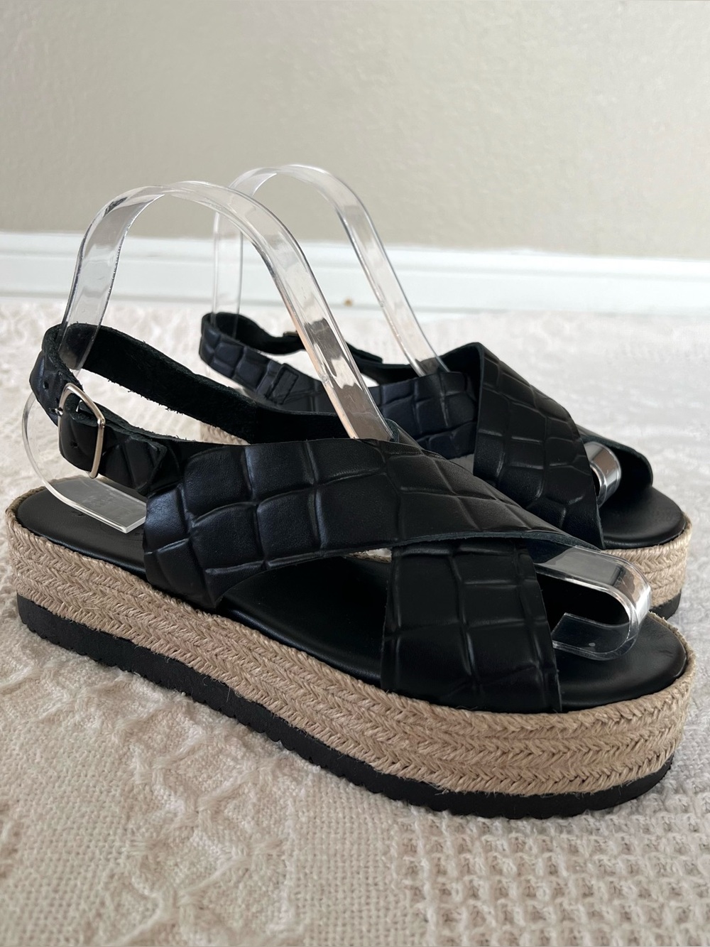 Christina Christi Leather Handmade Platform Espadrille Sandals Women’s Size 7.5
